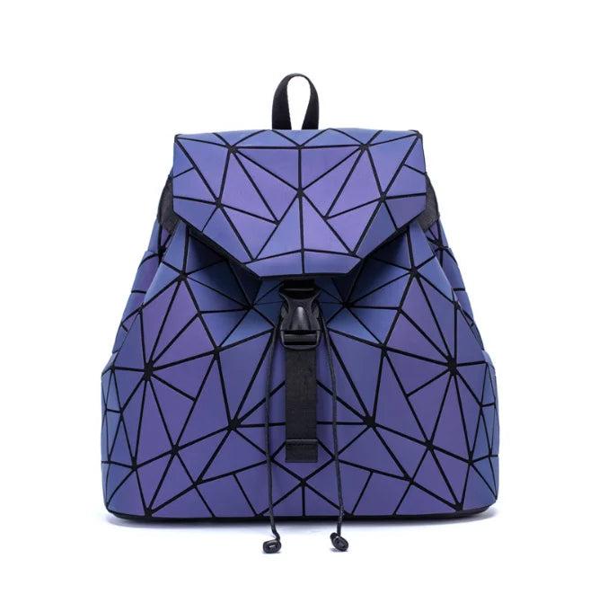 Luminous Backpack Colorful Geometric Women's Folding Red