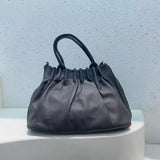 Women Pleated Bucket Handbag Casual Shoulder Messenger Bag