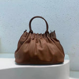 Women Pleated Bucket Handbag Casual Shoulder Messenger Bag