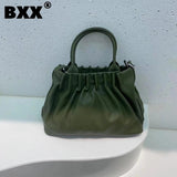 Women Pleated Bucket Handbag Casual Shoulder Messenger Bag