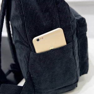 Corduroy Women School Backpack Pure Women Backpack Girl School Bag