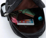 Corduroy Women School Backpack Pure Women Backpack Girl School Bag