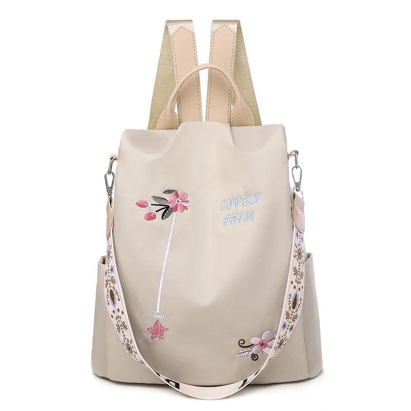 Embroidery Backpack Female Large Capacity Waterproof Rucksack