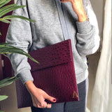 Ostrich Pattern Leather Laptop Bag for Women