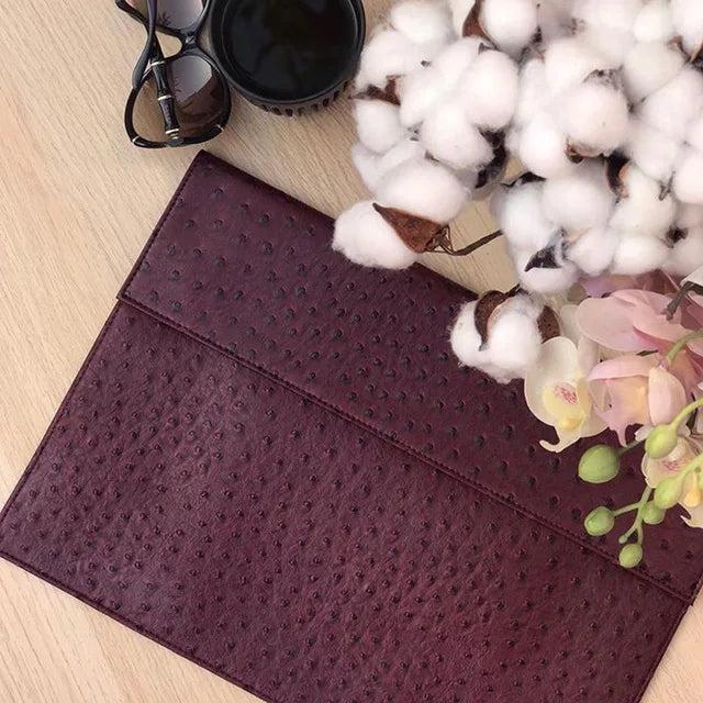 Ostrich Pattern Leather Laptop Bag for Women