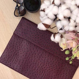 Ostrich Pattern Leather Laptop Bag for Women