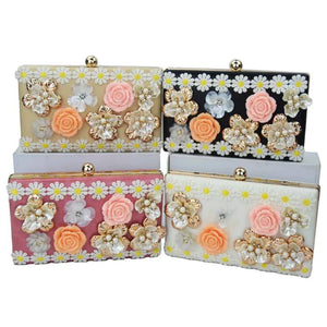 Red Pink Purple Flower Evening Bags Clutches