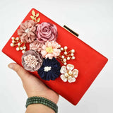 Red Pink Purple Flower Evening Bags Clutches