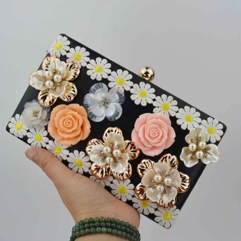 Red Pink Purple Flower Evening Bags Clutches