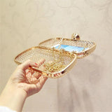 Metal Hollow Out Evening Clutch Bag Cross Net Chain Shoulder