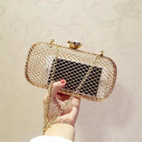 Metal Hollow Out Evening Clutch Bag Cross Net Chain Shoulder