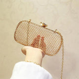 Metal Hollow Out Evening Clutch Bag Cross Net Chain Shoulder