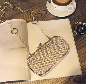 Metal Hollow Out Evening Clutch Bag Cross Net Chain Shoulder
