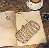 Metal Hollow Out Evening Clutch Bag Cross Net Chain Shoulder