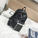 Marbling Canvas Backpack For Girls Large Capacity Rucksack School Bag