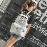 Marbling Canvas Backpack For Girls Large Capacity Rucksack School Bag