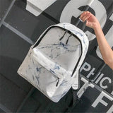 Marbling Canvas Backpack For Girls Large Capacity Rucksack School Bag
