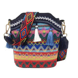 Ethnic Style Tassel Bucket Bag Bohemian One-shoulder Messenger