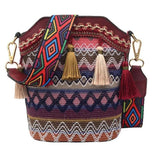 Ethnic Style Tassel Bucket Bag Bohemian One-shoulder Messenger
