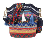 Ethnic Style Tassel Bucket Bag Bohemian One-shoulder Messenger