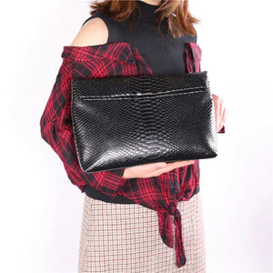 Snake Grain Leather Laptop Bag for Women