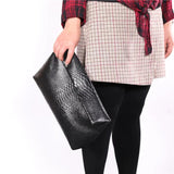 Snake Grain Leather Laptop Bag for Women