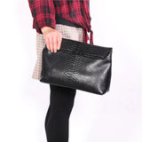 Snake Grain Leather Laptop Bag for Women