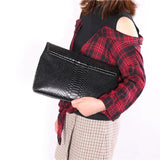Snake Grain Leather Laptop Bag for Women
