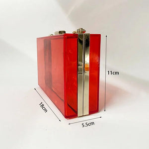 Red Transparent Acrylic Clutch Bag Evening Party Chain Women Shoulder Bag