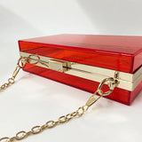 Red Transparent Acrylic Clutch Bag Evening Party Chain Women Shoulder Bag