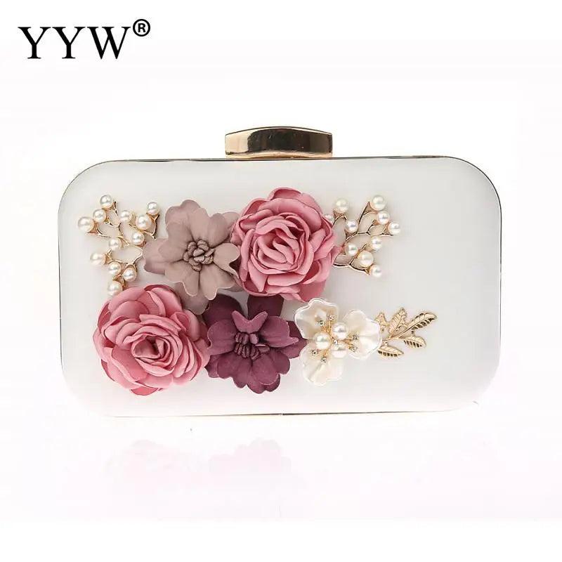 Floral Party Clutch Bag Wedding Evening Handbag Chain Shoulder Bags