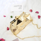 Metal Clutches Hexagon Mini Party Purse Silver Bags