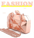 Metal Clutches Hexagon Mini Party Purse Silver Bags