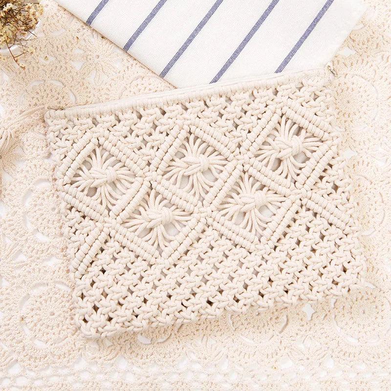 Women Envelope Hasp Beach Bag Clutch Female Braided Handbag