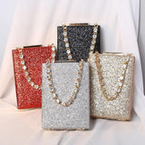 Shining Paillette Handbag Evening Bag Rhinestone Ring Totes Clutch Purse