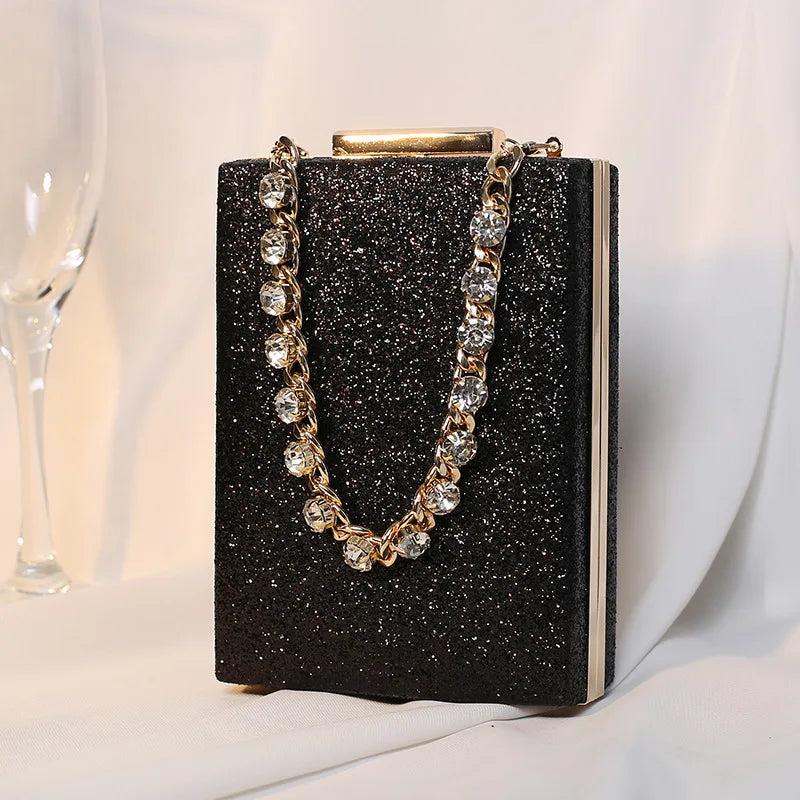 Shining Paillette Handbag Evening Bag Rhinestone Ring Totes Clutch Purse