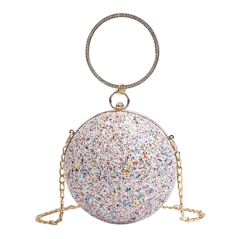 Colorful Diamonds Crystal Ball Clutch Handbag