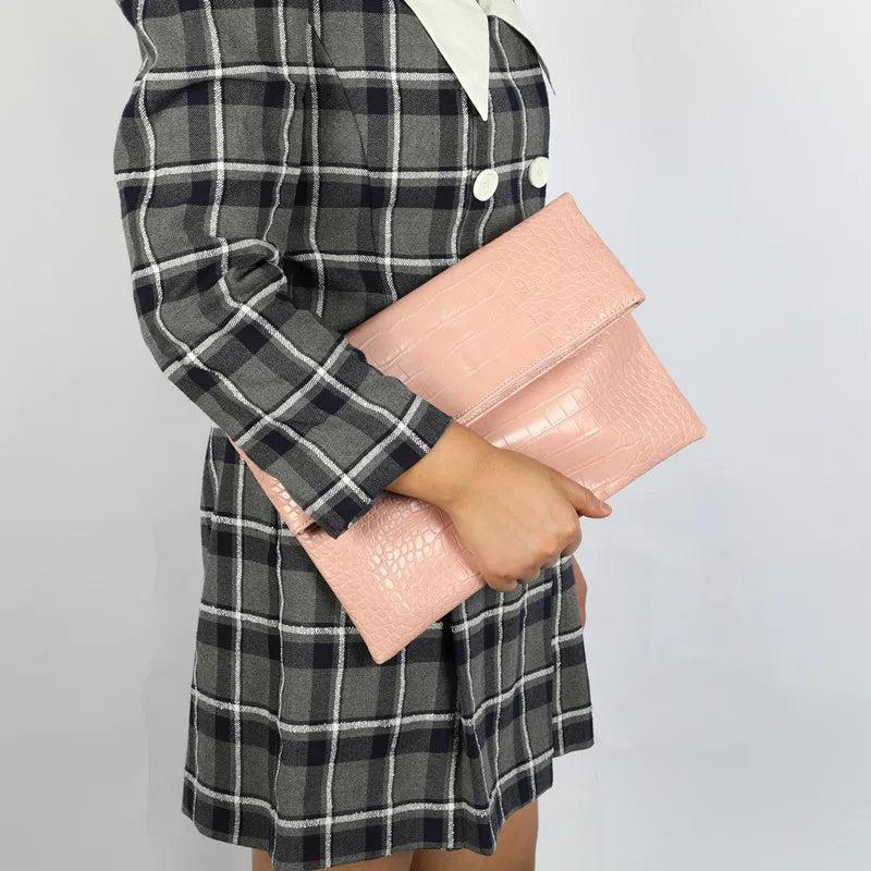 Serpentine Leather Clutch Crossbody Bag for Women