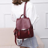 Women Backpack Large Capacity PU Leather For Teenage Girls Solid Travel Bag