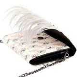 Punk Skull Feather Gems Clutch Handbag Bag