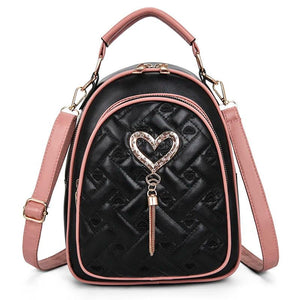 Diamond Love Tassel Pendant Backpack Anti Theft Schoolbag Ladies Backpack