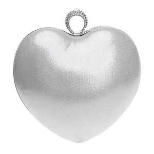 Sweet Heart Shaped Evening Clutch Beaded Purse Handbag