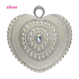 Sweet Heart Shaped Evening Clutch Beaded Purse Handbag