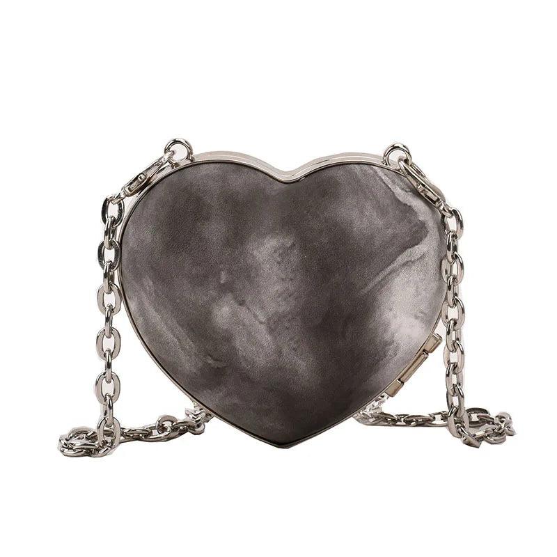 Peach Heart Clutch Evening Bag Wallet Mini Love Hearted Handbag
