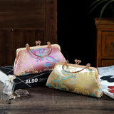 Vintage Chinese Women's Silk Evening Bag Purple Pink