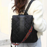 Chinese Style Women Backpack Rhombus Stitched Oxford Cloth Backpack