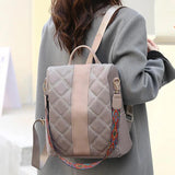 Chinese Style Women Backpack Rhombus Stitched Oxford Cloth Backpack