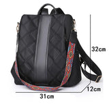 Chinese Style Women Backpack Rhombus Stitched Oxford Cloth Backpack