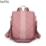 Chinese Style Women Backpack Rhombus Stitched Oxford Cloth Backpack