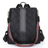 Chinese Style Women Backpack Rhombus Stitched Oxford Cloth Backpack
